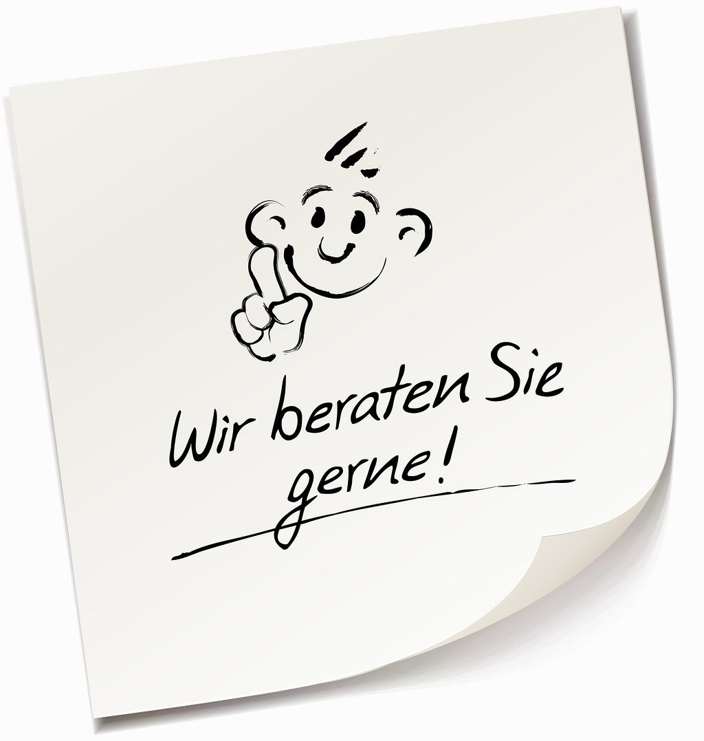 Notizzettel 2 Notizzettel mit der Aufschrift: Wir beraten Sie gerne!